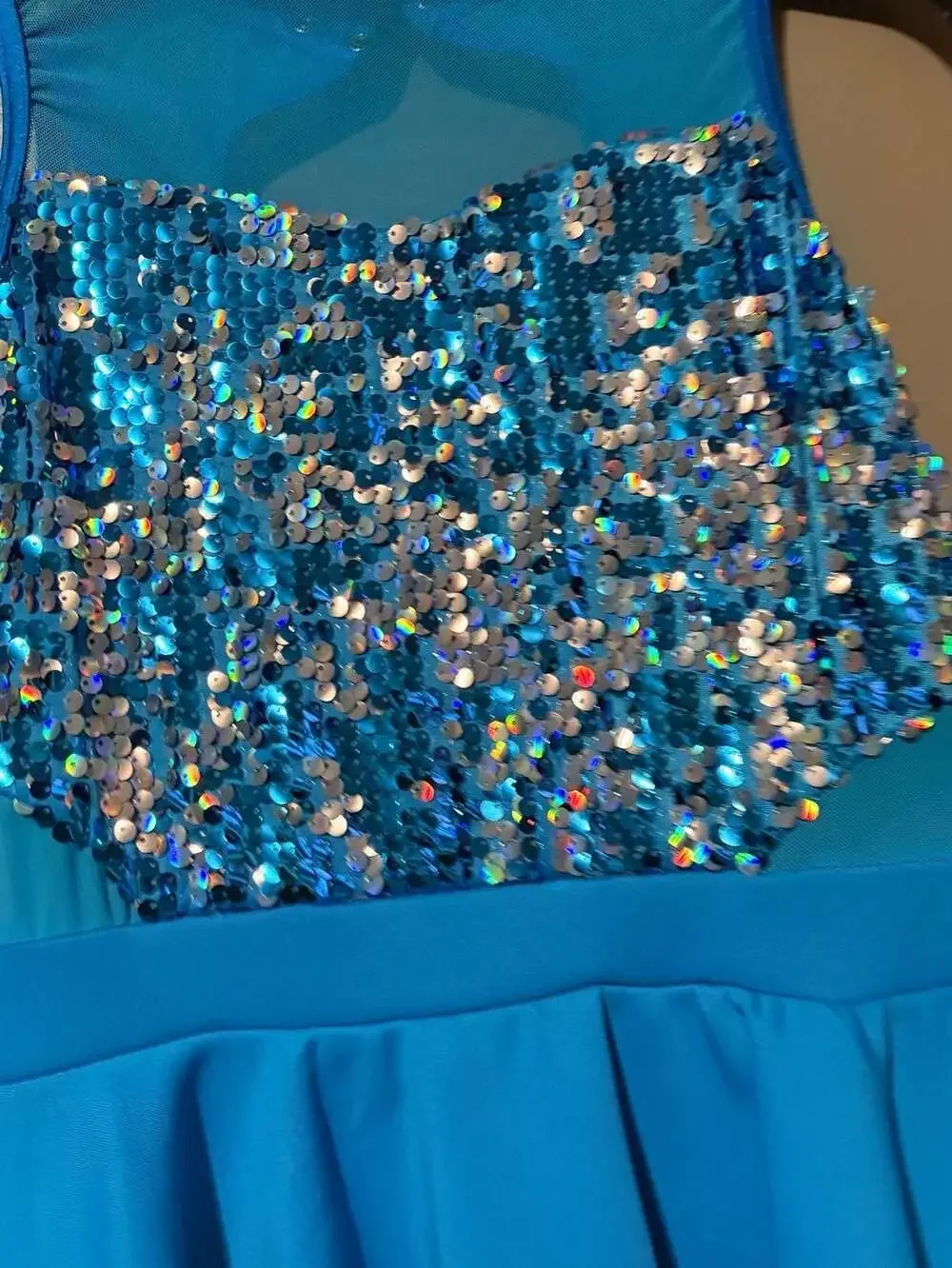 Weissman Blue Sequin Lyrical Dance Costume Dress Size XLC